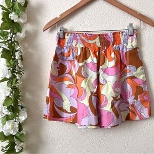 Delfi Collective Purple Multicolor 100% Cotton High Waisted Print Shorts